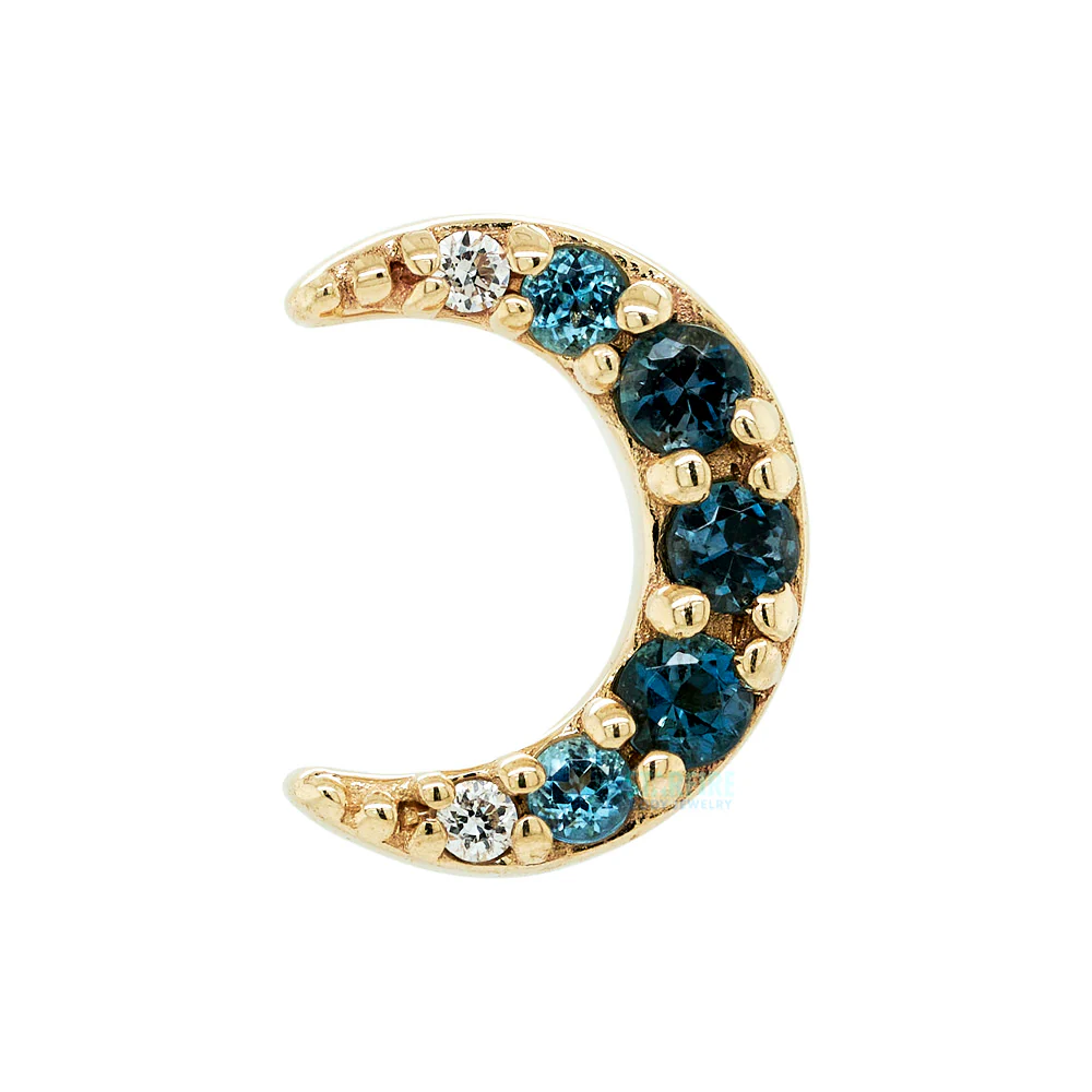 "Jula" Threaded End in Gold with Gradient Gemstones: Genuine London Blue Topaz, Ice Blue Topaz & DIAMONDS - Image 2