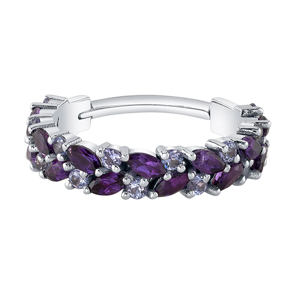 Little "Isabella" Hinge Ring in Gold with Amethyst & Tanzanite - Image 2