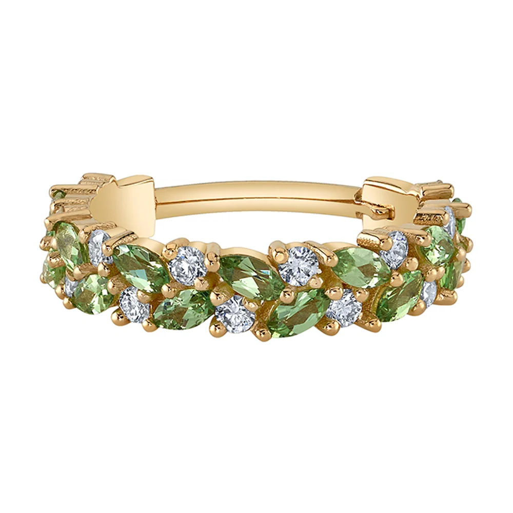 Little "Isabella" Hinge Ring in Gold with Tsavorite & DIAMONDS - Image 2