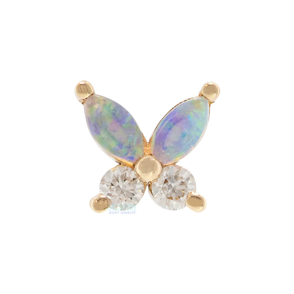 "Monarch" Threaded End in Gold with Genuine White Opals & DIAMONDS - Image 2
