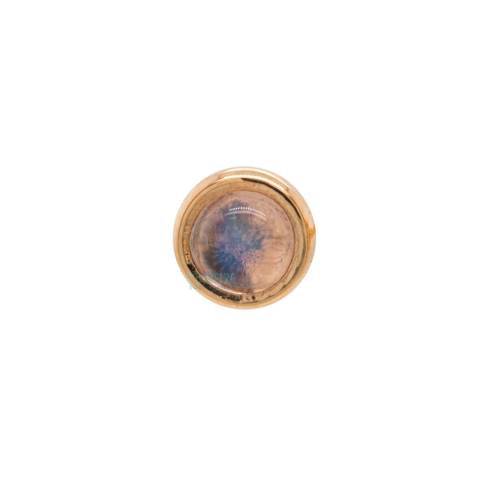 Rainbow Moonstone in Cup Setting Nostril Screw in Gold - Image 3