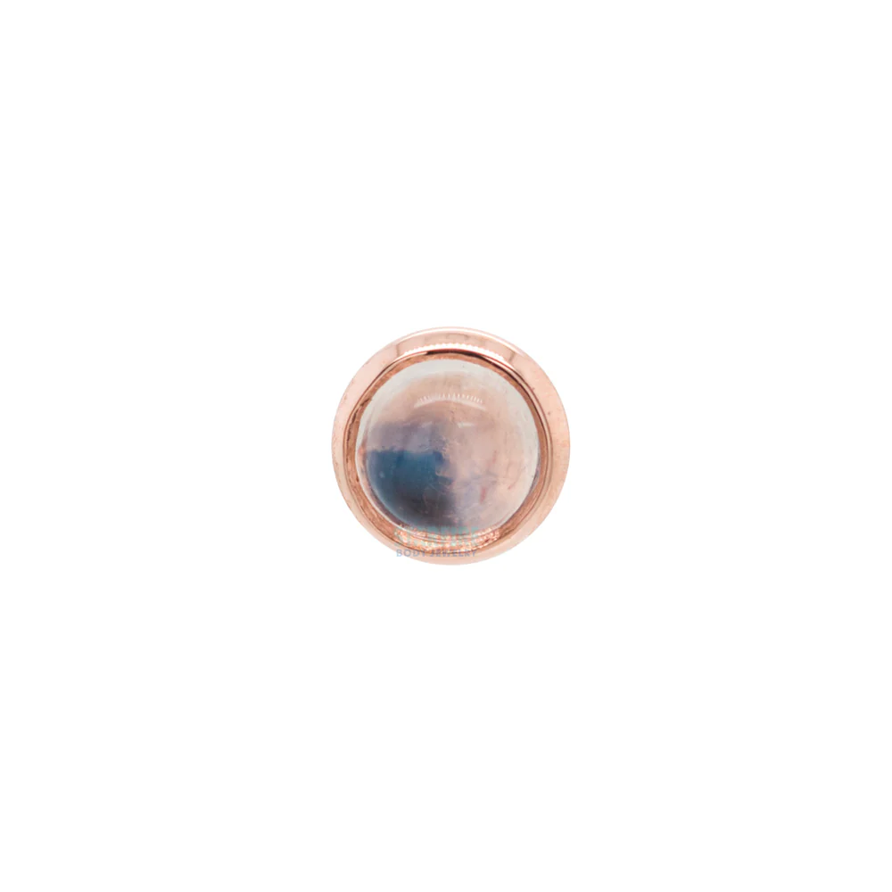 Rainbow Moonstone in Cup Setting Nostril Screw in Gold - Image 4