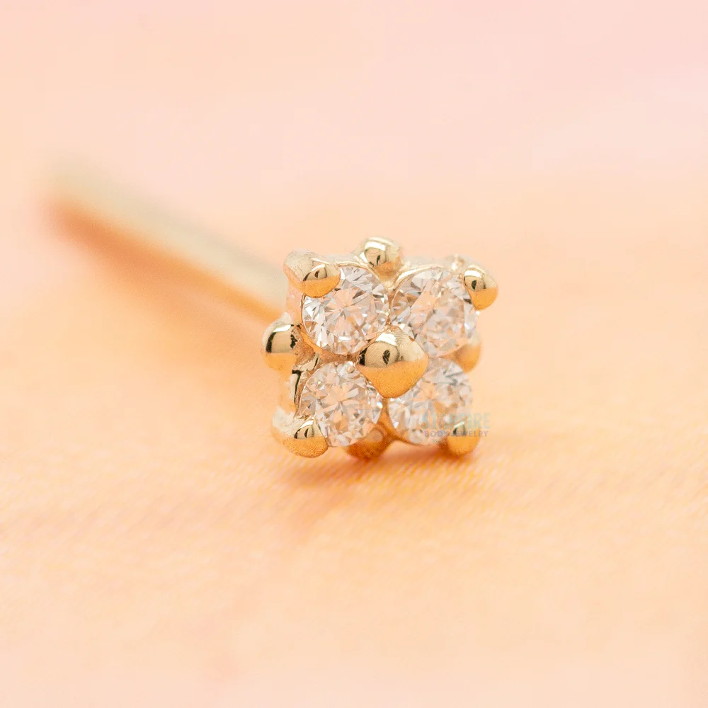 "Reema" Nostril Screw in Gold & Platinum with DIAMONDS - Image 2