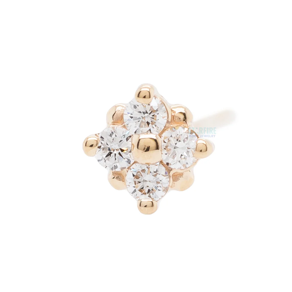 "Reema" Nostril Screw in Gold & Platinum with DIAMONDS - Image 4