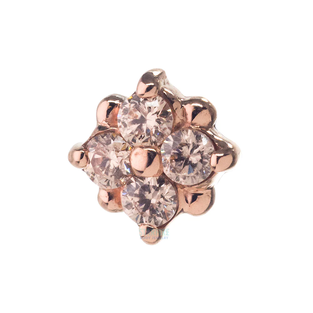 "Reema" Threaded End in Gold & Platinum with Champagne CZ's - Image 2