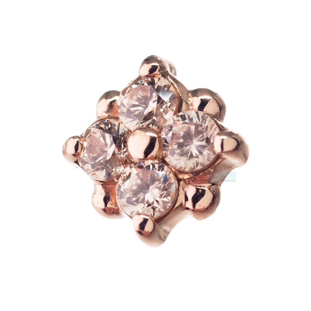 "Reema" Threaded End in Gold & Platinum with Champagne CZ's - Image 3