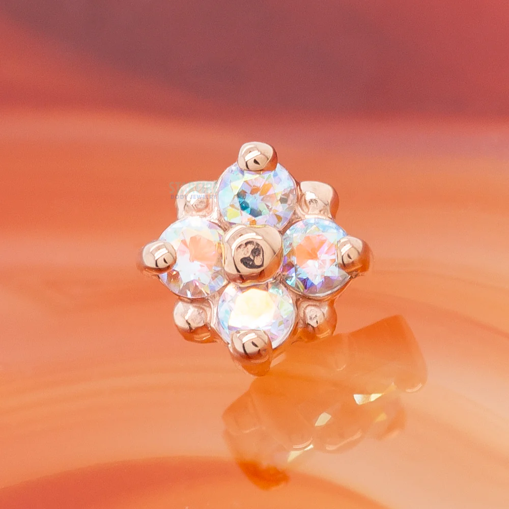 "Reema" Threaded End in Gold & Platinum with Mercury Mist Topaz' - Image 2