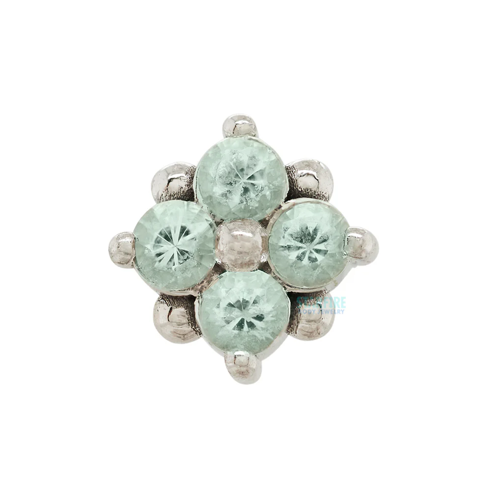 "Reema" Threaded End in Gold & Platinum with Mint Beryl - Image 2