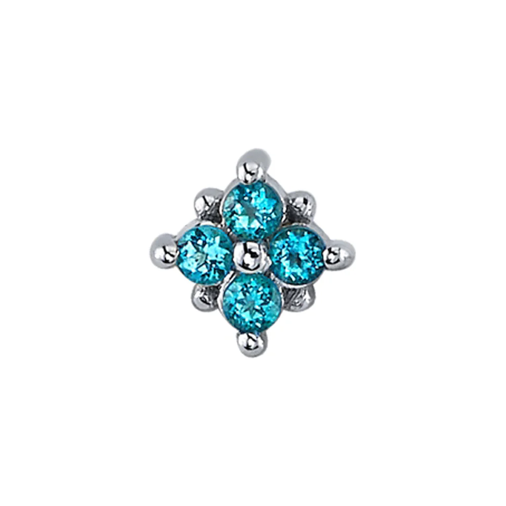 "Reema" Threaded End in Gold & Platinum with Paraiba Topaz'