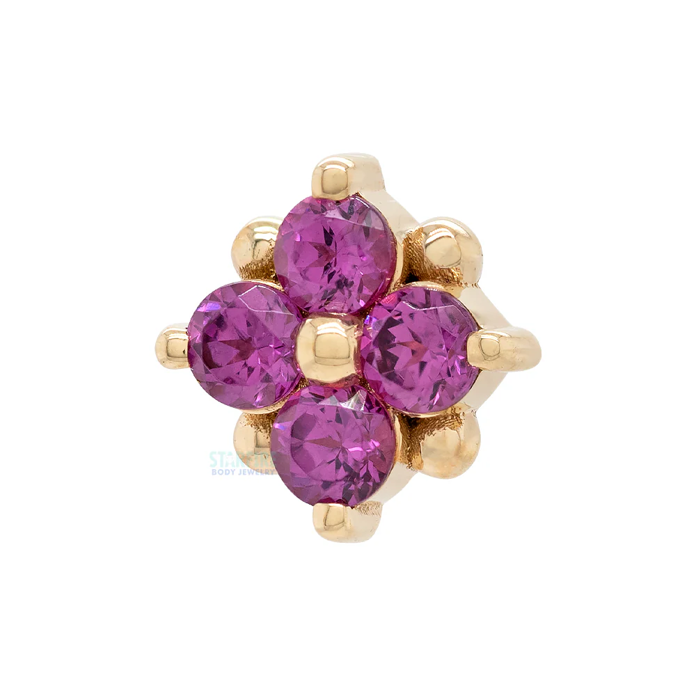 "Reema" Threaded End in Gold & Platinum with Rhodolite - Image 2