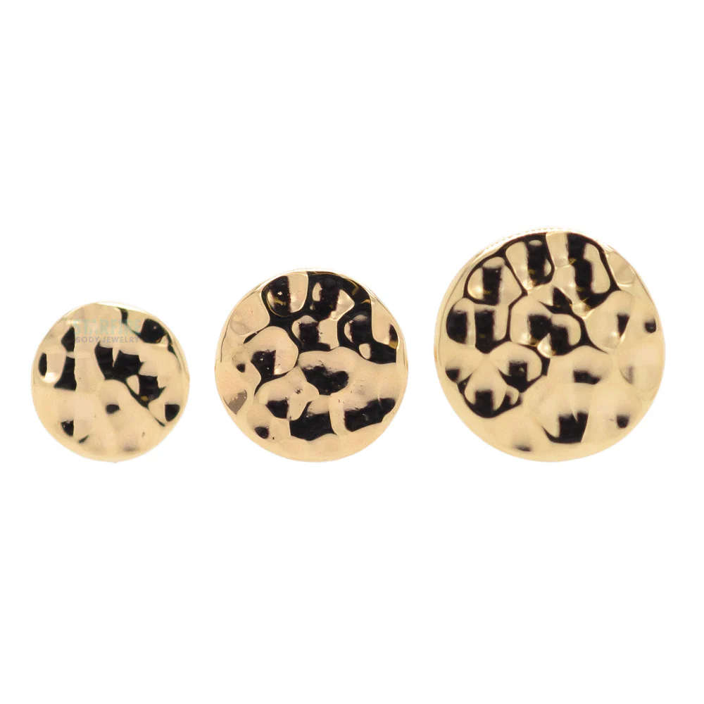 Round Disc HAMMERED FINISH Threaded End in Gold - Image 2