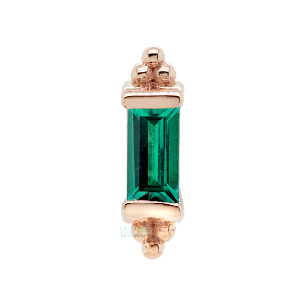 "Siva" Threaded End in Gold & Platinum with Chatham Emerald