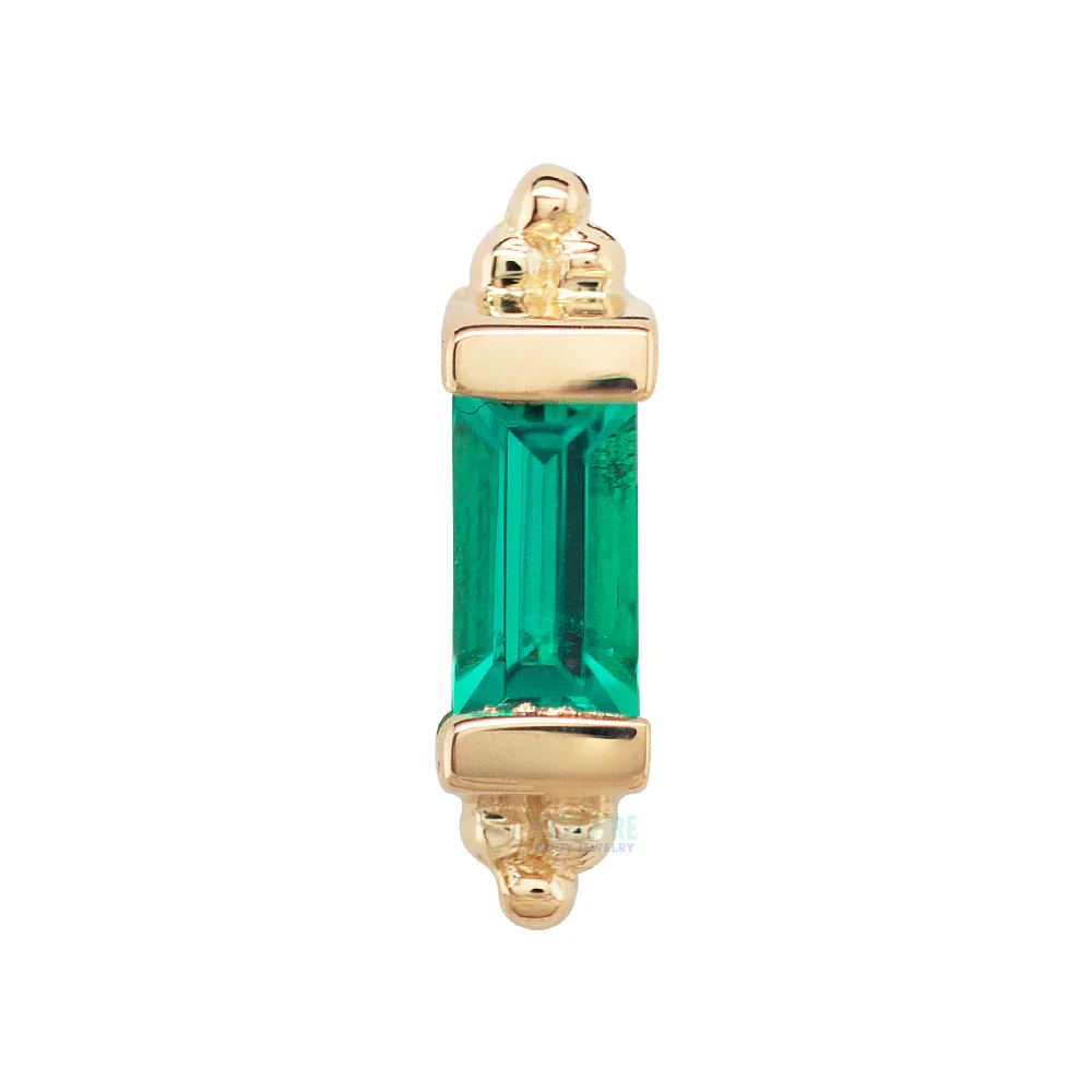 "Siva" Threaded End in Gold & Platinum with Chatham Emerald - Image 2