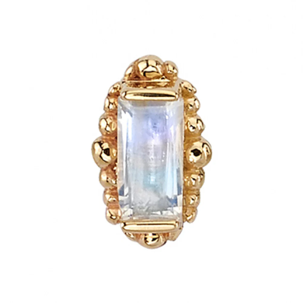 threadless: "Beaded Baguette" Pin in Gold with Faceted Rainbow Moonstone