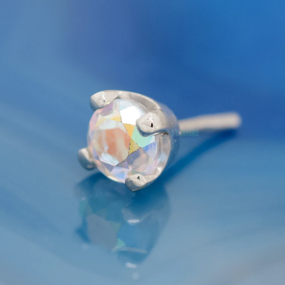 threadless: Four Prong Pin in Gold with Mercury Mist Topaz - Image 2