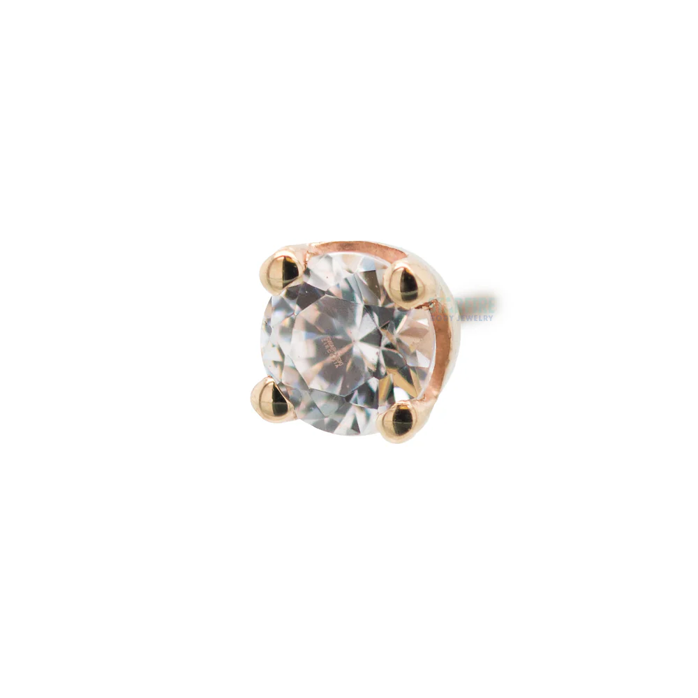 threadless: Four Prong Pin in Gold with White CZ - Image 3