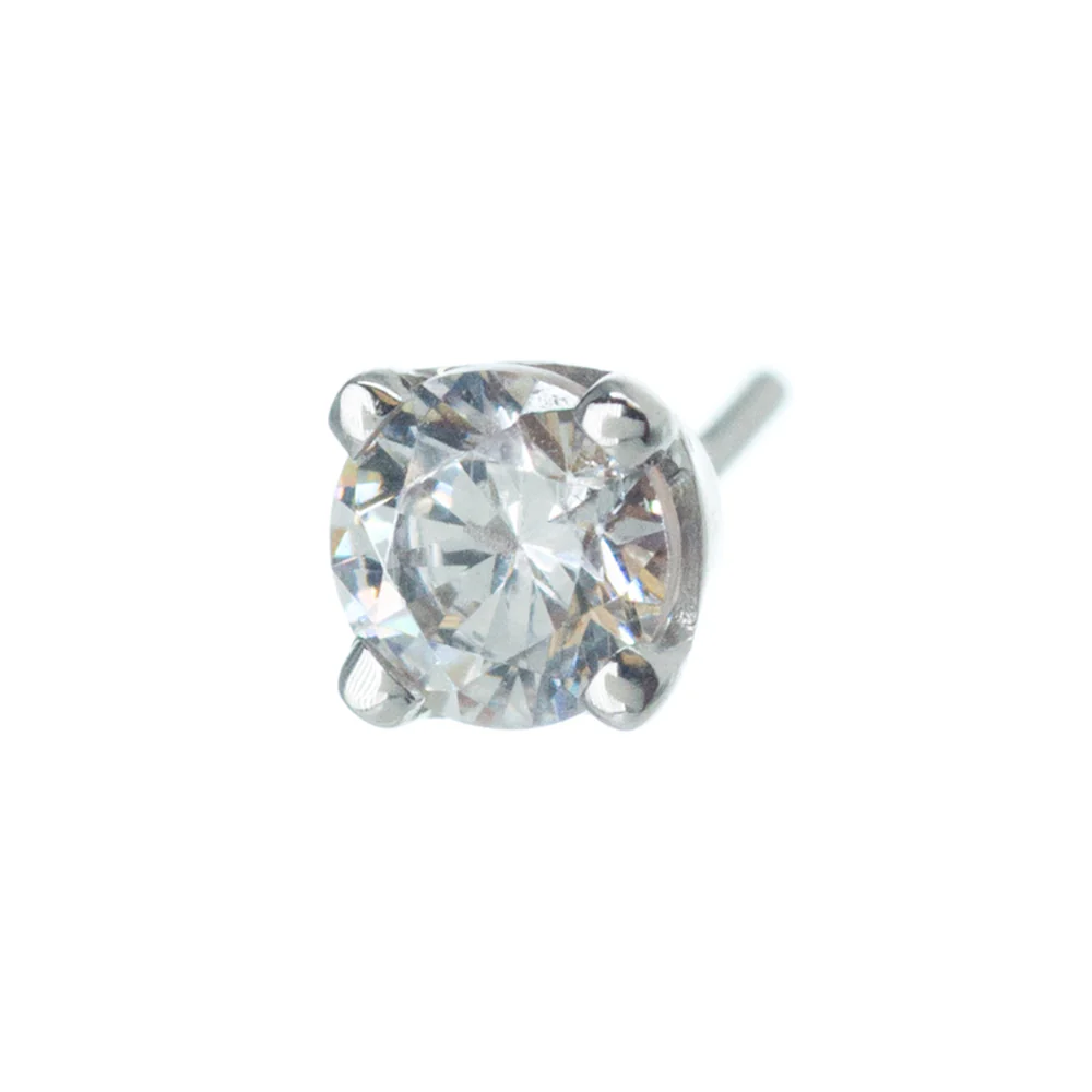 threadless: Four Prong Pin in Gold with White CZ - Image 4