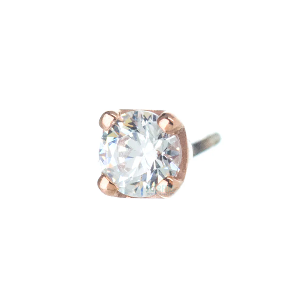 threadless: Four Prong Pin in Gold with White CZ - Image 5