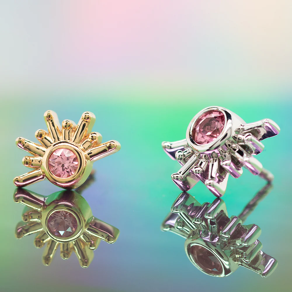 threadless: "Live to Tell" Pin in Gold with Padparadscha Sapphire - Image 2