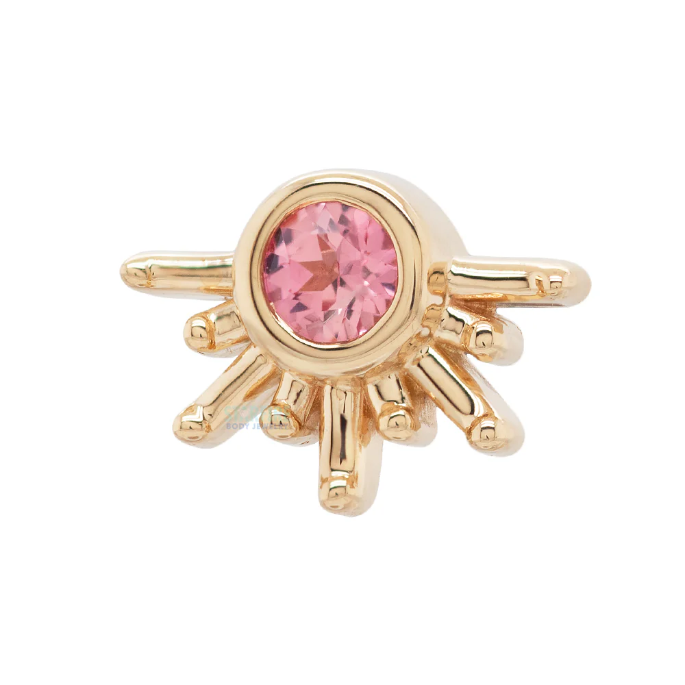 threadless: "Live to Tell" Pin in Gold with Padparadscha Sapphire - Image 4