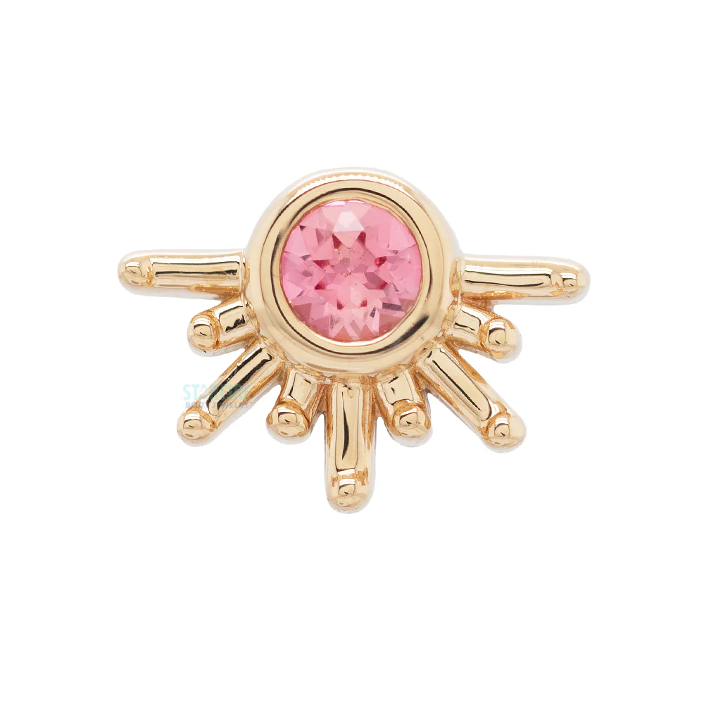 threadless: "Live to Tell" Pin in Gold with Padparadscha Sapphire - Image 5