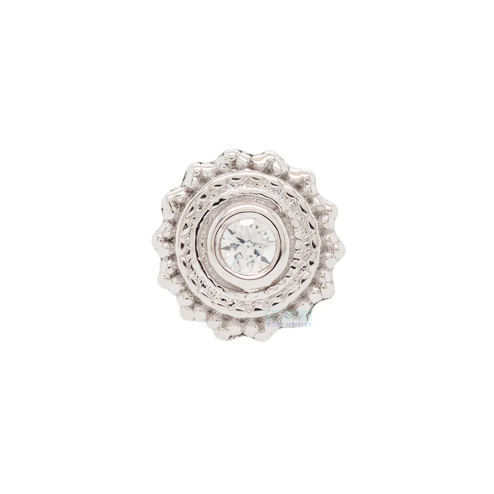threadless: Round Afghan Pin in Gold with White CZ - Image 3