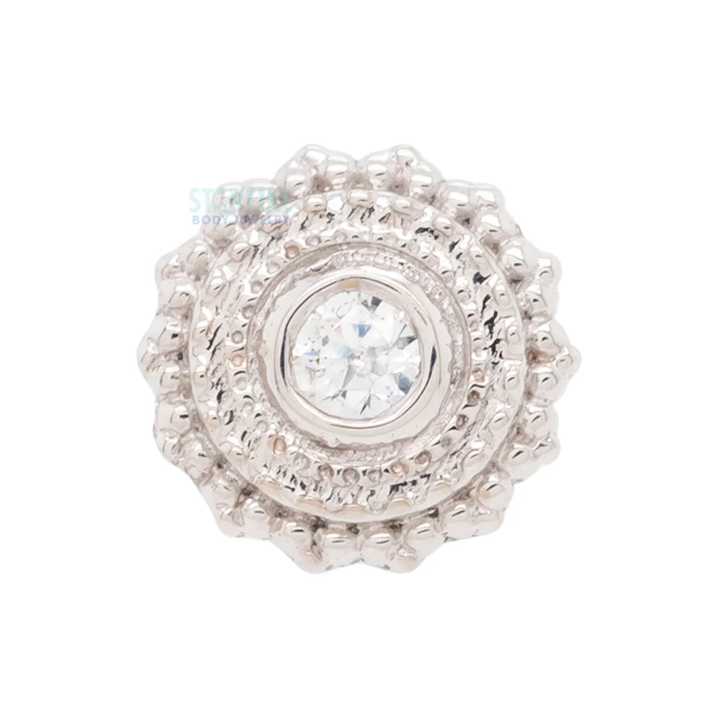 threadless: Round Afghan Pin in Gold with White CZ - Image 5