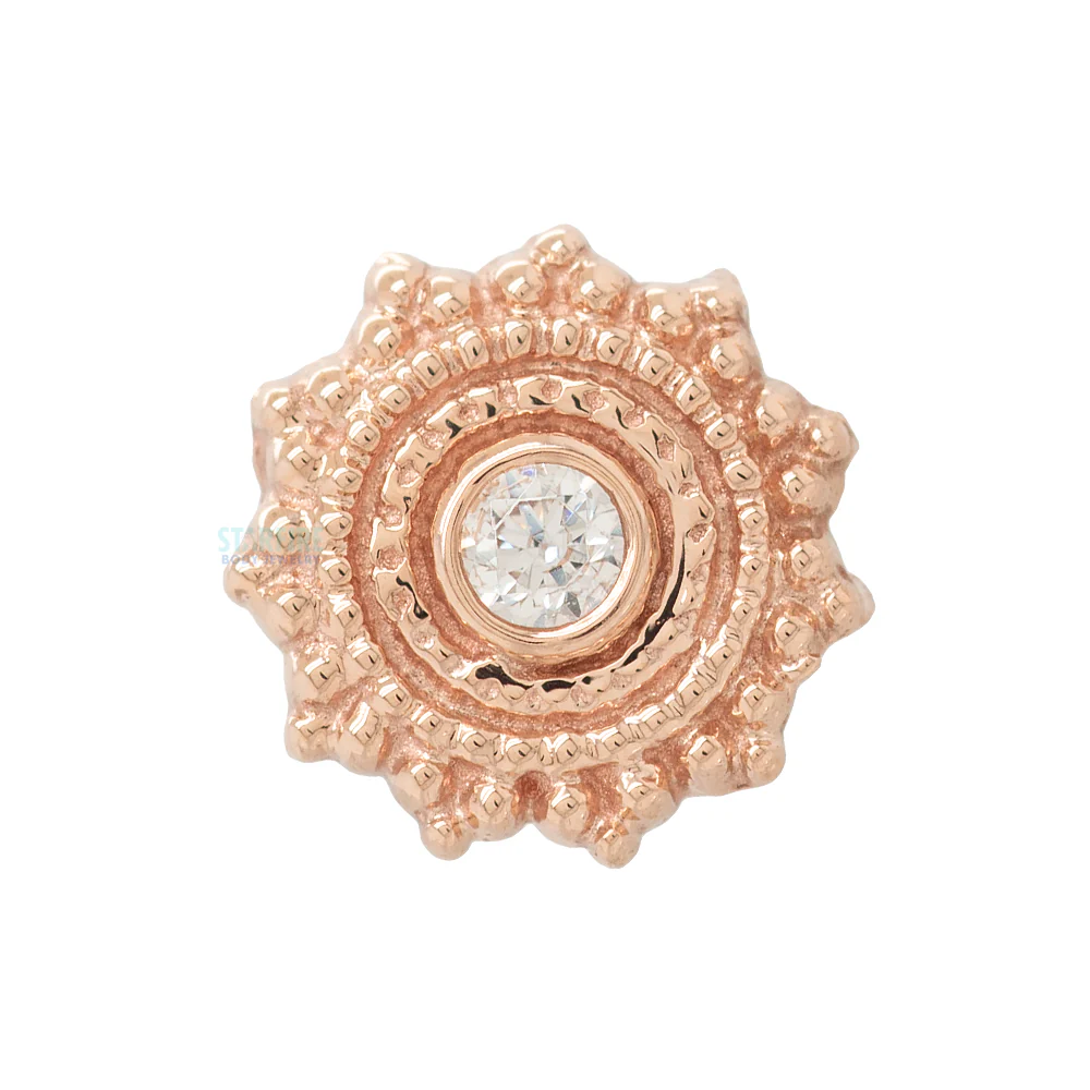 threadless: Round Afghan Pin in Gold with White CZ - Image 6