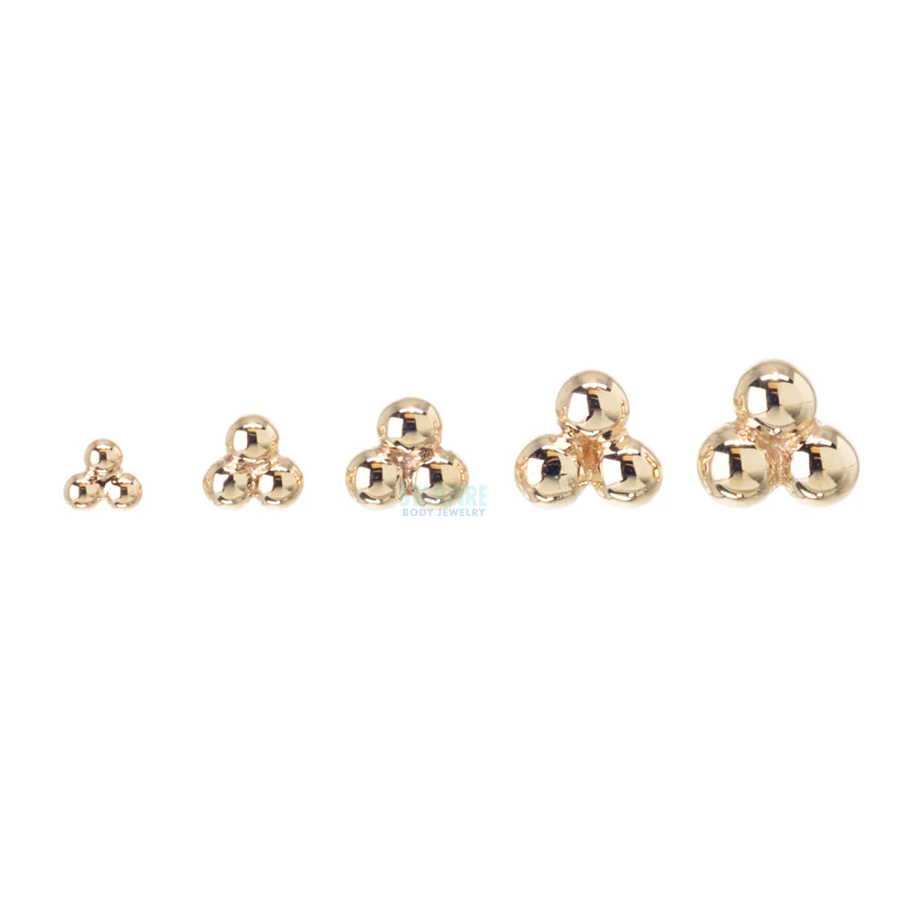 Tri Bead Cluster Nostril Screw in Gold - Image 3