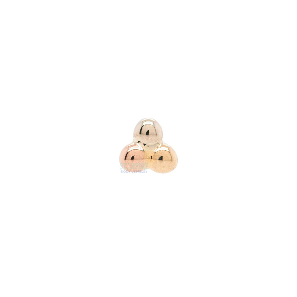 Tri Bead Cluster Nostril Screw in Tri Tone (Yellow, White & Rose) Gold - Image 4