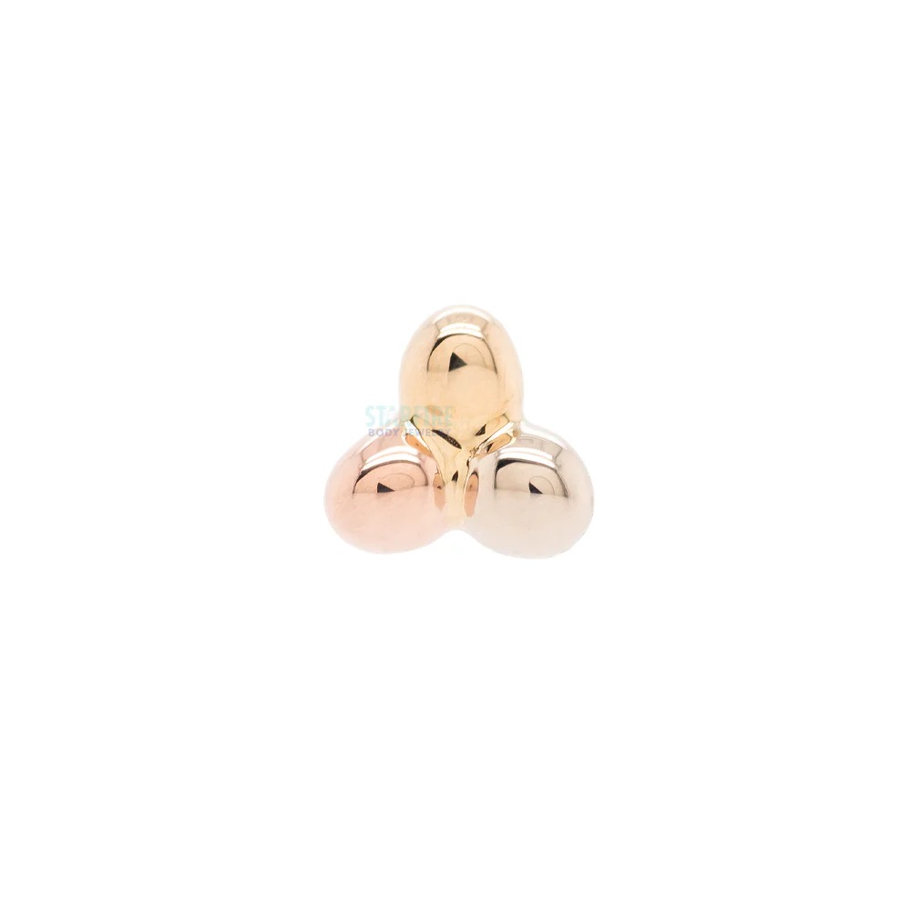 Tri Bead Cluster Nostril Screw in Tri Tone (Yellow, White & Rose) Gold - Image 5