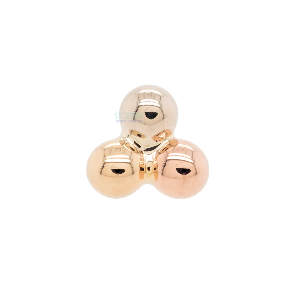 Tri Bead Cluster Nostril Screw in Tri Tone (Yellow, White & Rose) Gold - Image 6