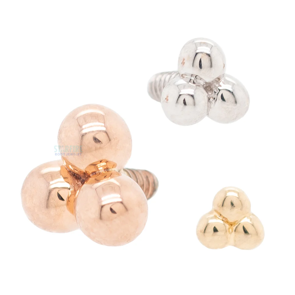 Tri Bead Cluster Threaded End in Gold