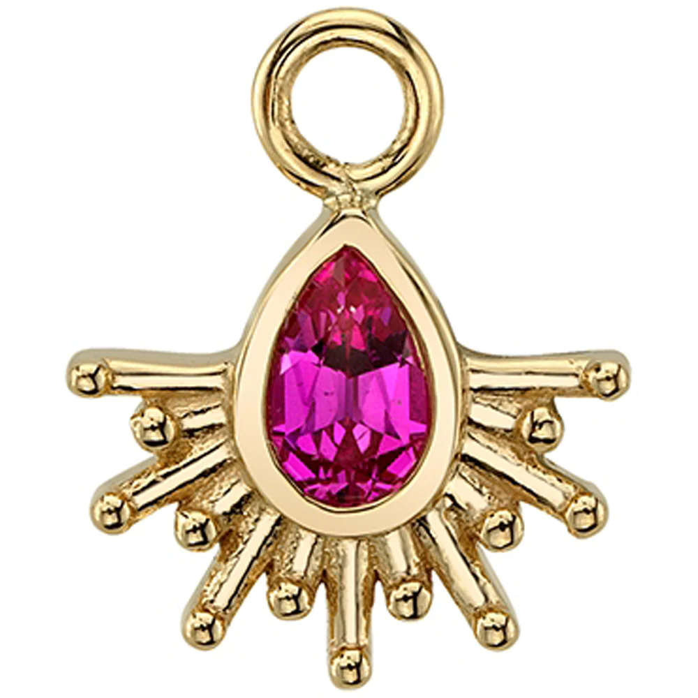 "Borderline" Charm in Gold with Chatham Hot Pink Sapphire - Image 2