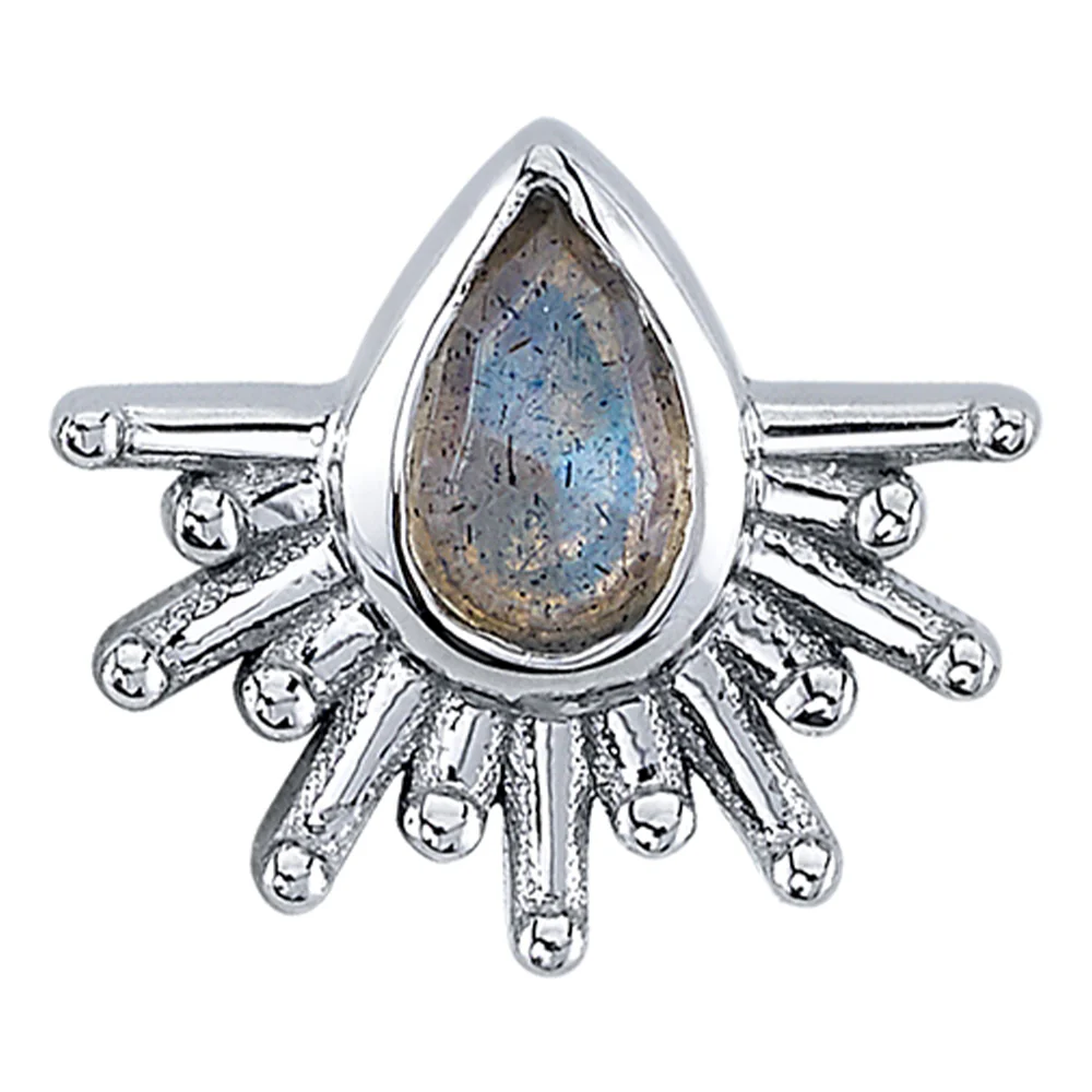 "Borderline" Threaded End in Gold with Rose Cut Labradorite - Image 2