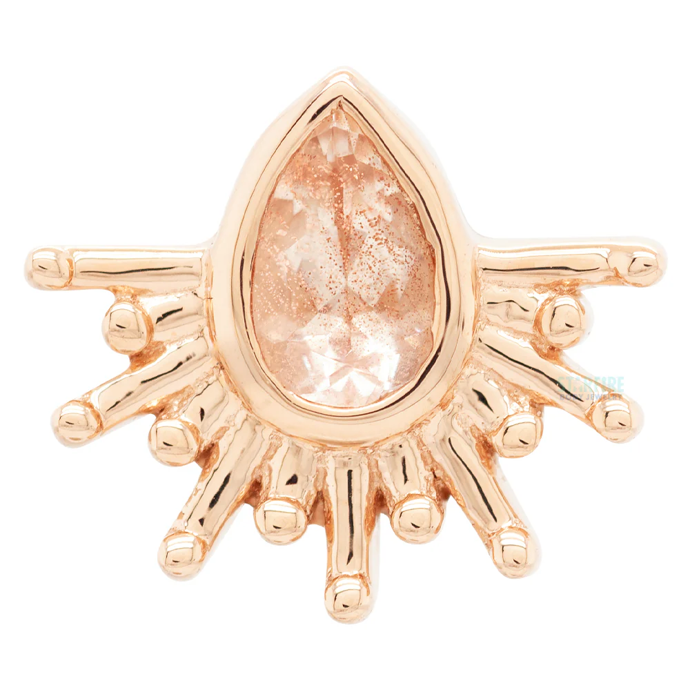 "Borderline" Threaded End in Gold & Platinum with Oregon Sunstone - Image 3