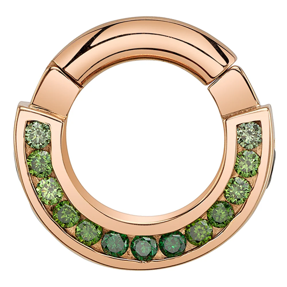 "Brandy's Light" Hinge Ring in Gold & Platinum with Green Tourmaline & Green Diamonds - Image 2