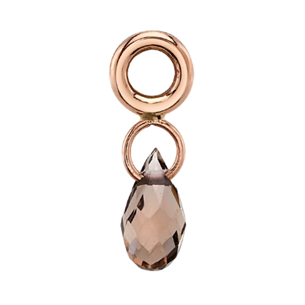 Briolette Charm in Gold with Smoky Quartz - Image 2