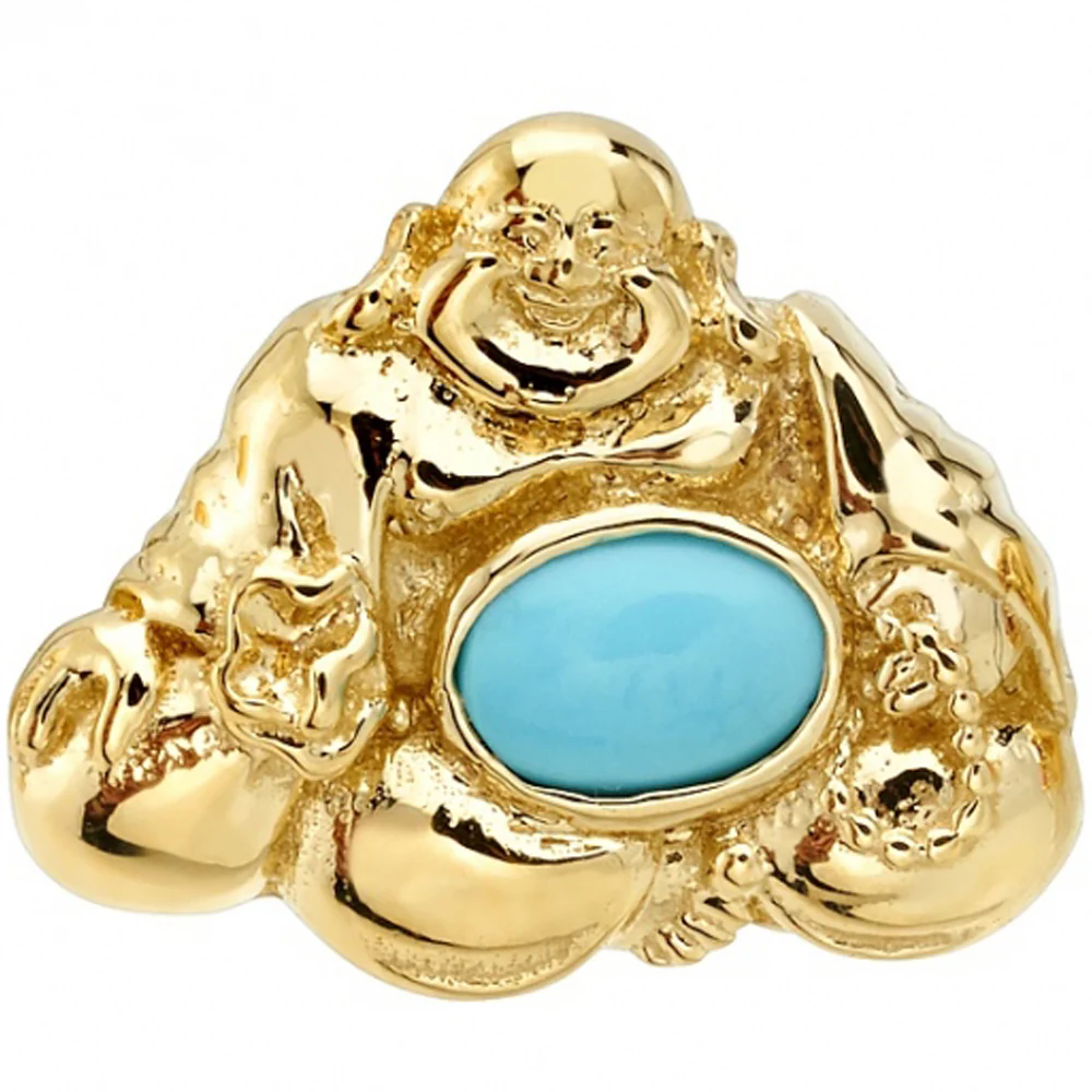 Buddha Threaded End in Gold with Turquoise - Image 2