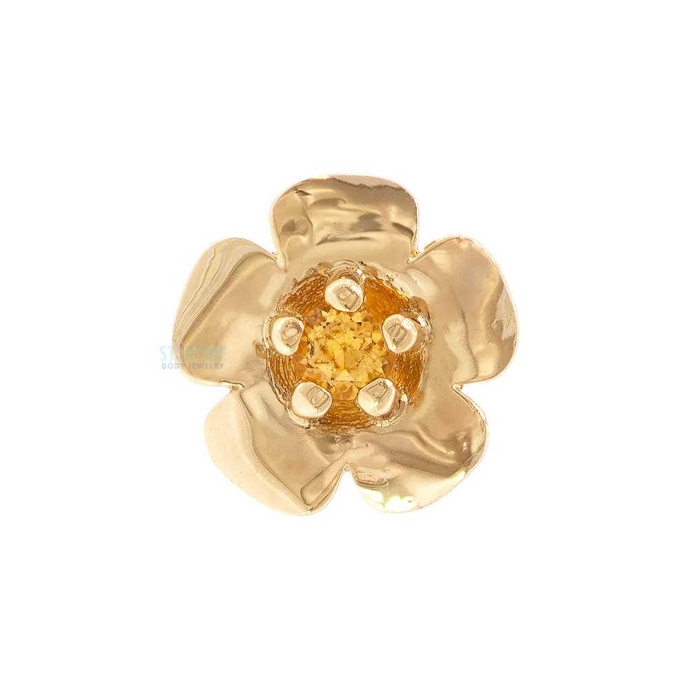 "Buttercup" Threaded End in Gold & Platinum with PRONG-SET Honey Topaz - Image 2