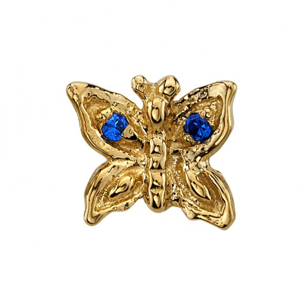 Butterfly Threaded End in Gold with Blue Sapphires - Image 2