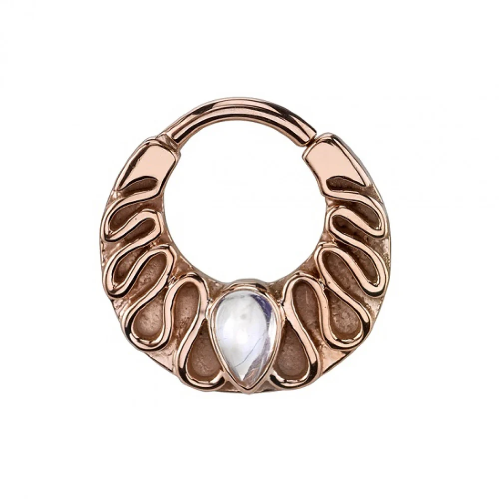 "Callisto" Hinge Ring in Gold with Rainbow Moonstone - Image 2