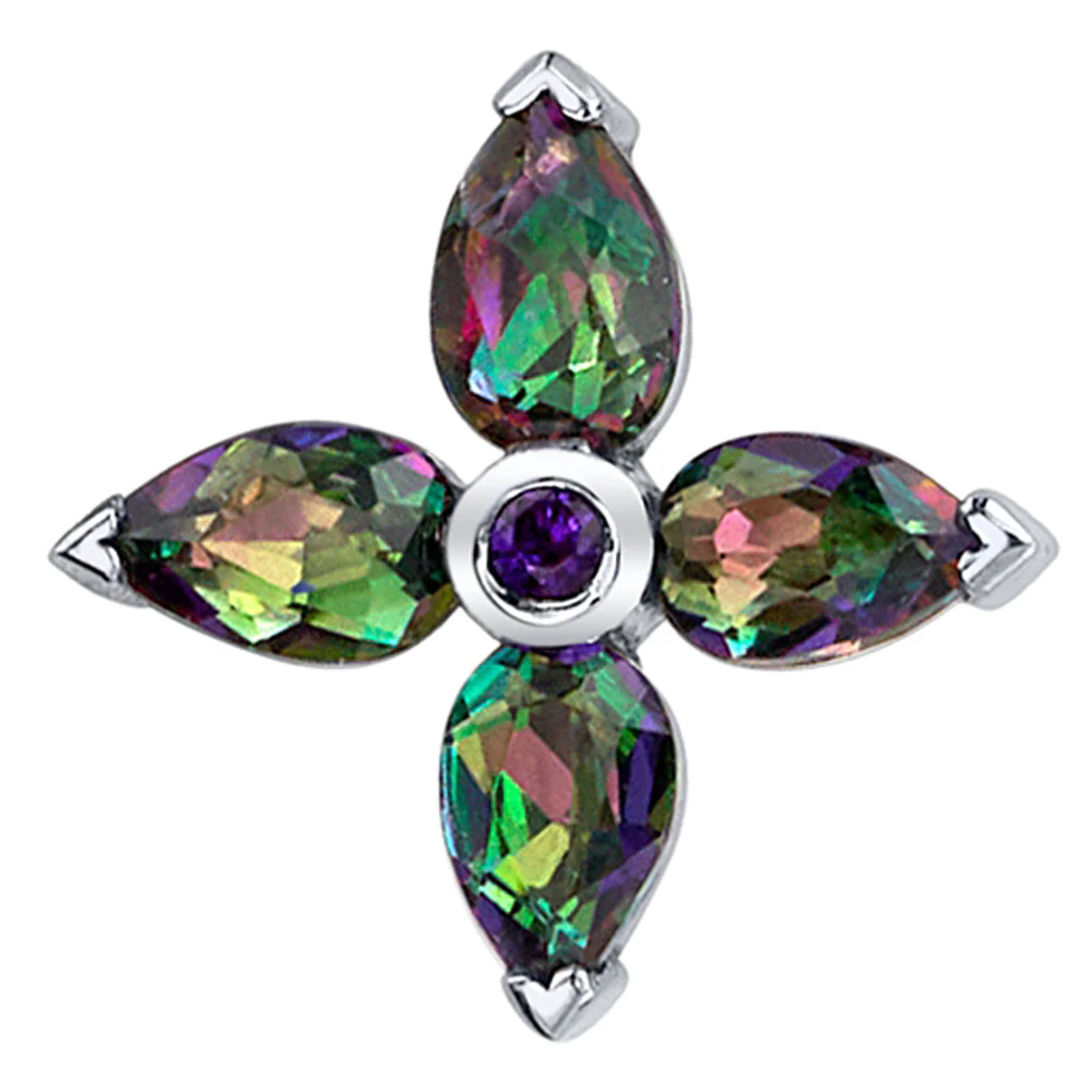 "Cardinal" Threaded End in Gold with Mystic Topaz & Amethyst - Image 2