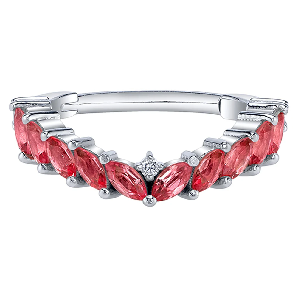 "Carmel" Hinge Ring in Gold with Padparadscha Sapphire & Diamonds - Image 2