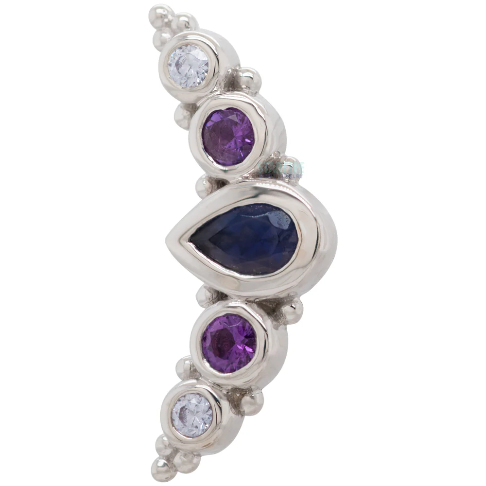 "Charlotte Panaraya" Threaded End in Gold & Platinum with Iolite, Amethyst & Lavender CZ - Image 3