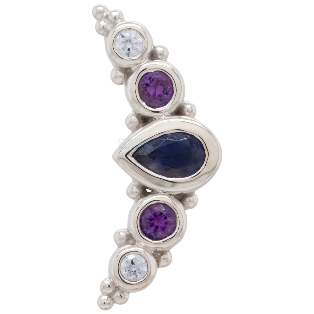 "Charlotte Panaraya" Threaded End in Gold & Platinum with Iolite, Amethyst & Lavender CZ - Image 4
