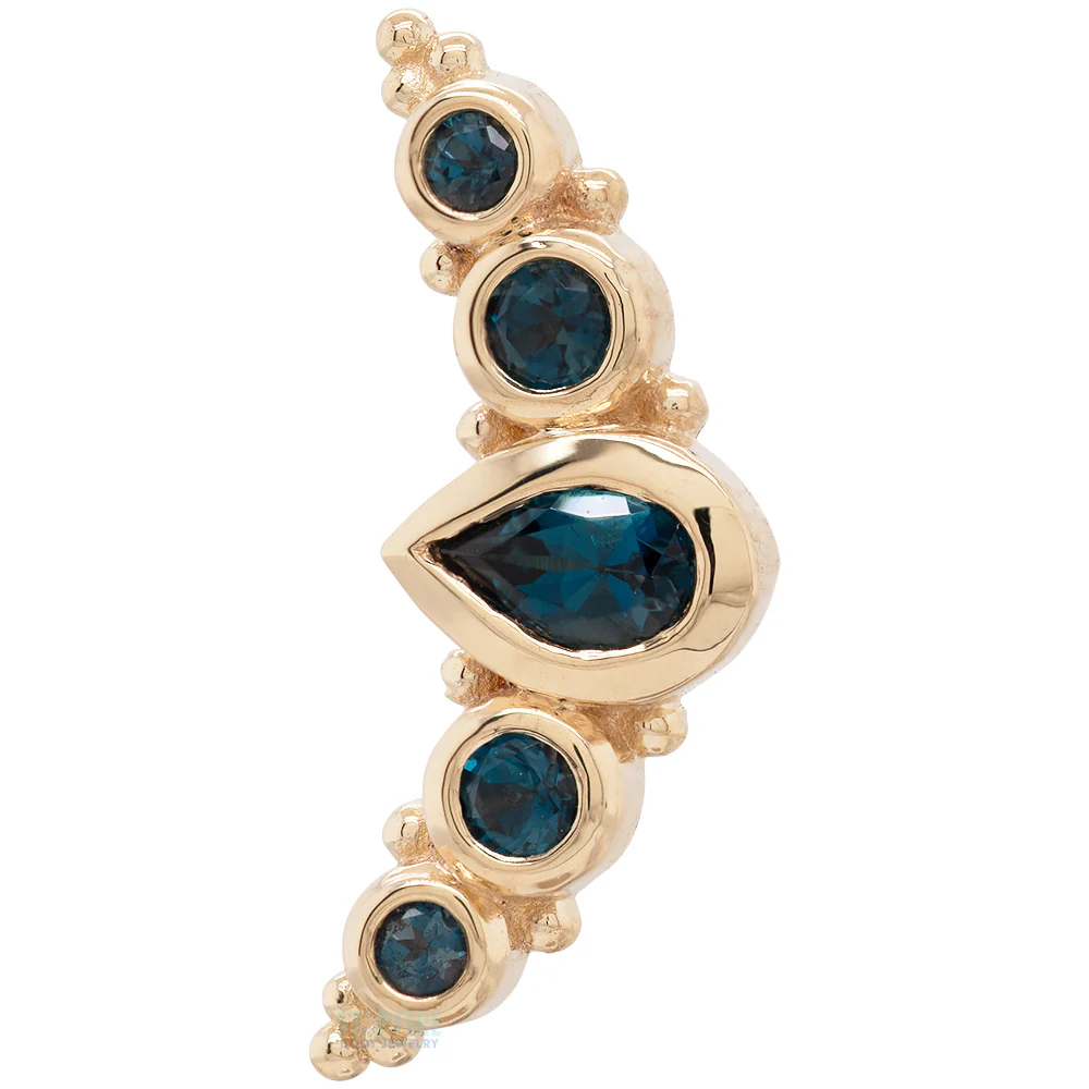 "Charlotte Panaraya" Threaded End in Gold & Platinum with London Blue Topaz'