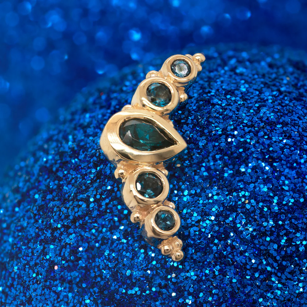 "Charlotte Panaraya" Threaded End in Gold & Platinum with London Blue Topaz' - Image 2