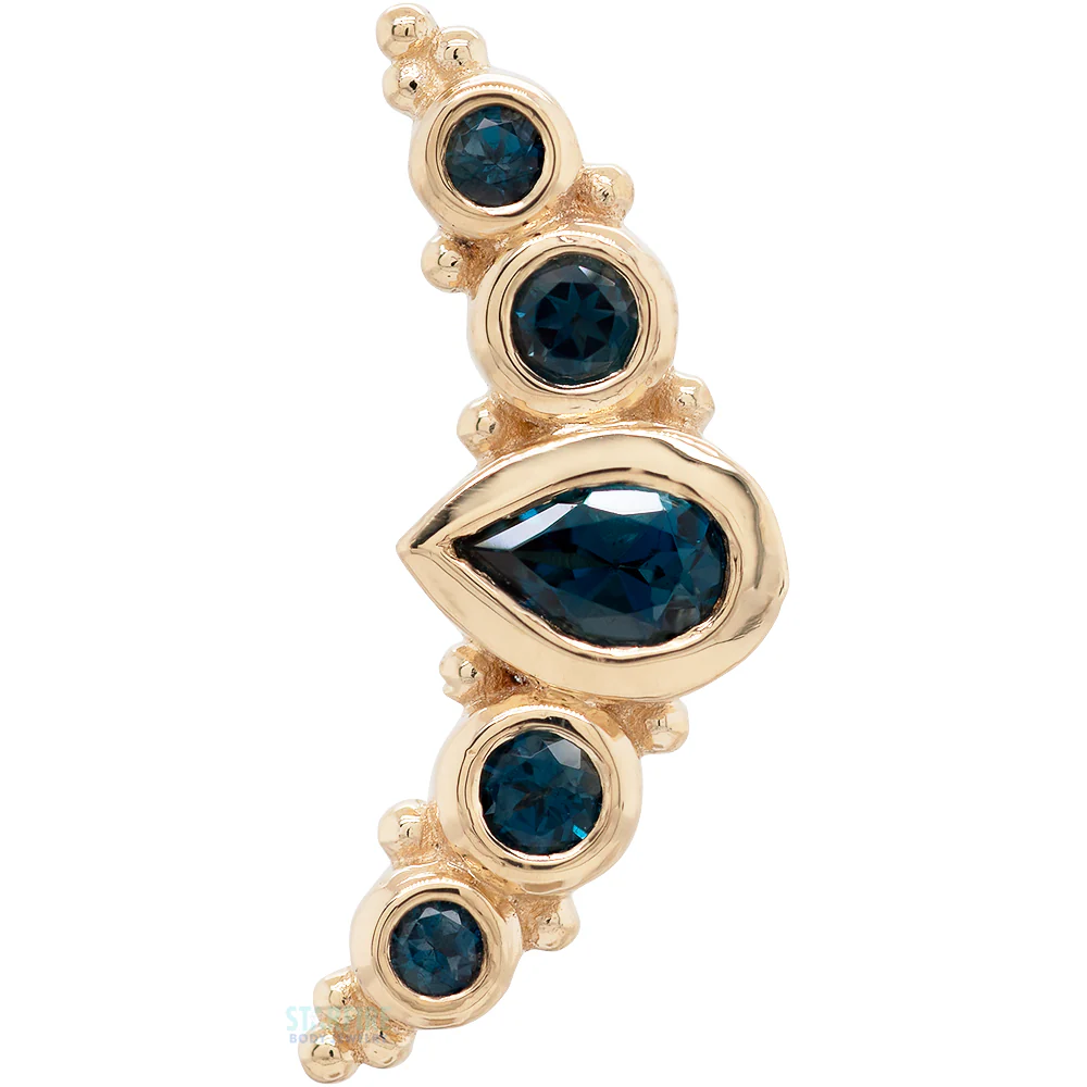 "Charlotte Panaraya" Threaded End in Gold & Platinum with London Blue Topaz' - Image 3