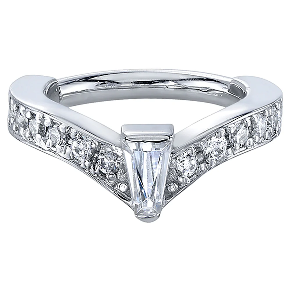 "Cherish Baguette" Hinge Ring in Gold with White CZ's - Image 2